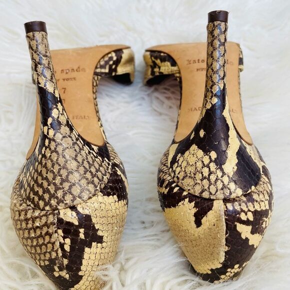 KATE SPADE snake python print open toe heels shoes - Picture 7 of 9